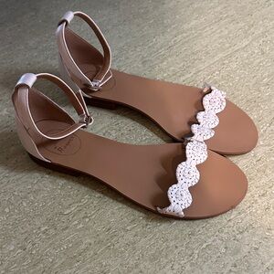 Jack Rogers White and Tan Ankle Strap Sandals 8.5M